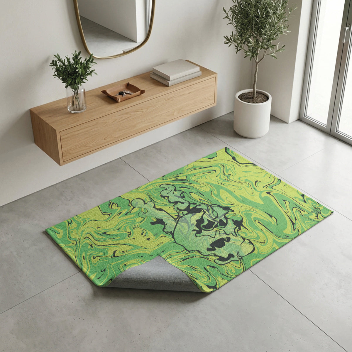 Laza Peace Hand Green — Indoor/Outdoor Rug