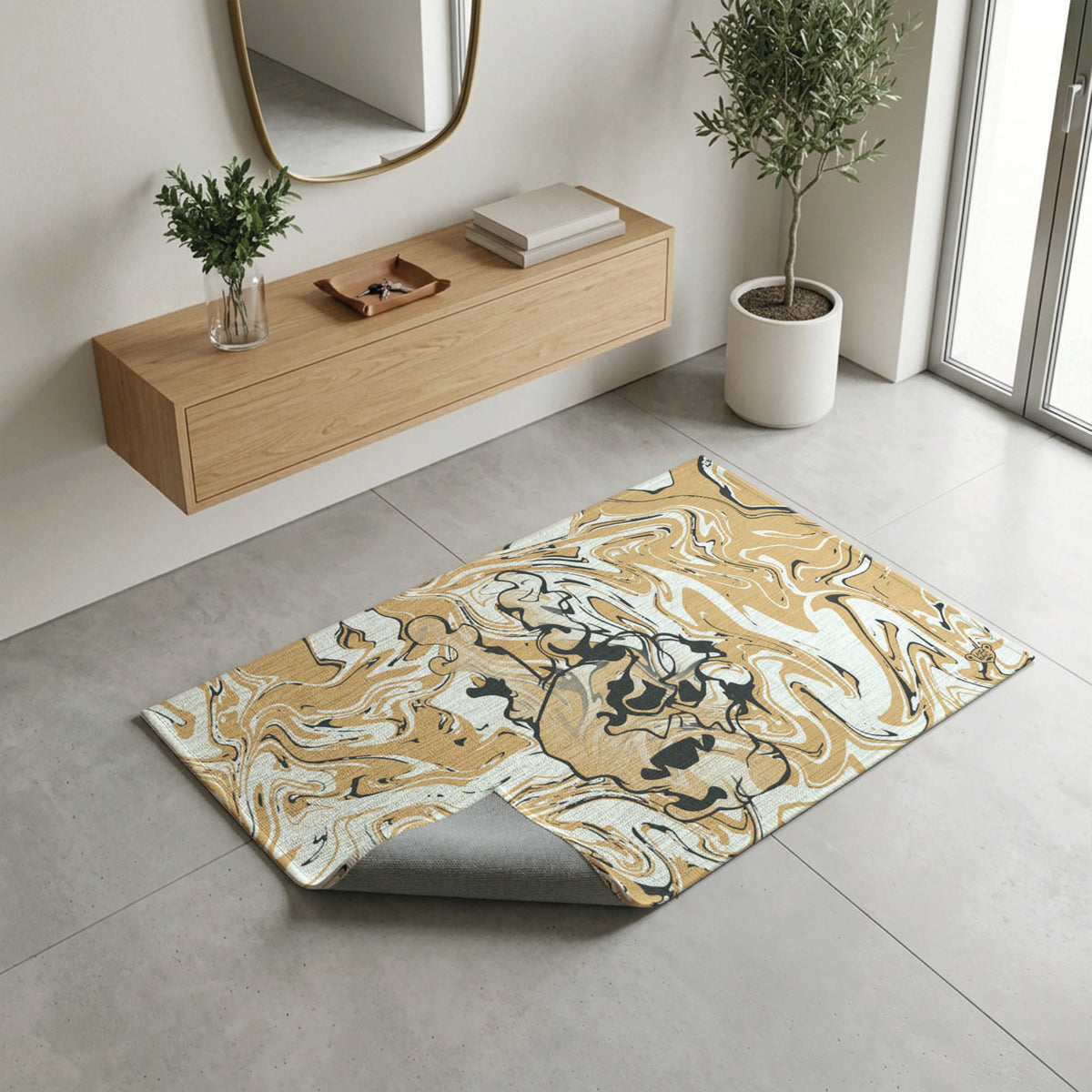 Laza Peace Hand Light Brown — Indoor/Outdoor Rug