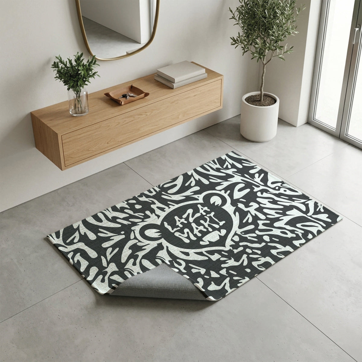 Feral Blush Black/White — Indoor/Outdoor Rug — Laza Maki Signature